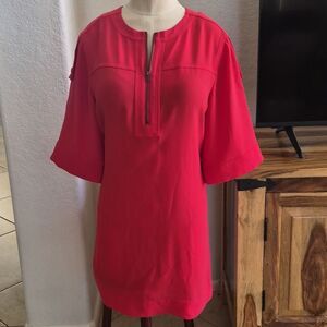 BCBGMaxazria, Quarter Zip Up, Shouler Tabs With Button, Shift Dress Sz Med